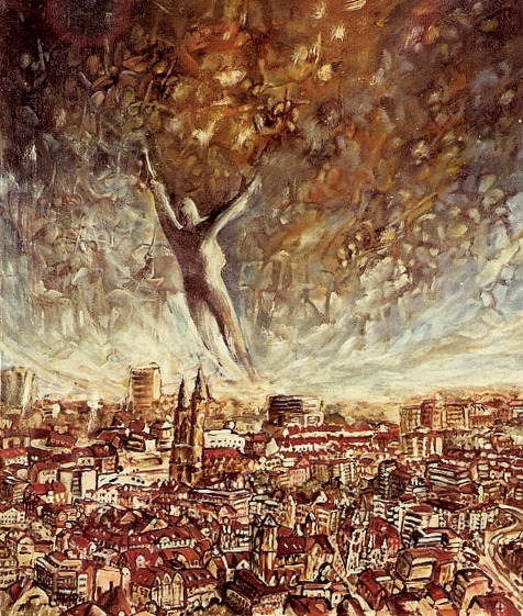1984 'Himmel voller Geigen' óleo,linho, 70x100cm (Verkauft)