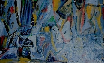 3 - 1994 'Passos na rua' (Schritte auf der Strasse)  Acryl,Papier 100 x 70cm  (Verkauft)